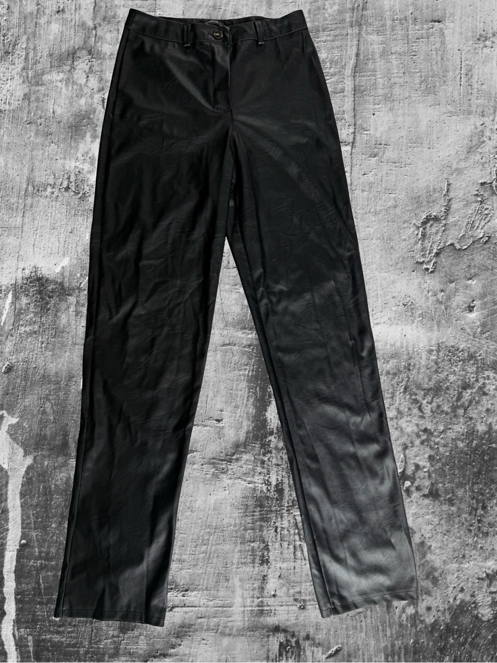 Boohoo Black Faux Leather Straight Leg Trousers | Size US 4 / UK 8
